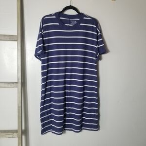 TIME AND TRU WOMEN'S GRAY BLUE AND WHITE SHIRT DRESS SIZE XL